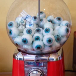 gumball dispenser full of eyeballs