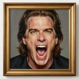 a 1 6 0 0 s framed portrait painting of gary busey screaming, intricate, elegant, highly detailed