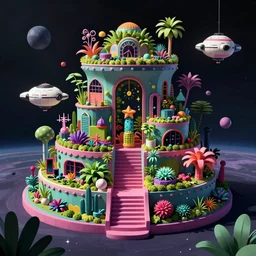 multi level spaceship botanical garden in space, by artgerm, tom bagshaw, gerald brom, vaporwave colors, lo - fi colors, vaporwave, lo - fi, moody vibe, goth vibe, rendered by substance designer, cel shading, toon shading, smooth,