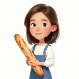 caricature of a french girl holding a baguette