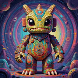 portrait of a giant cartoon alien made out of cobblestone as a psychedelic neural tiki reptile god by naoto hattori, android jones, and chris dyer, deep bold colors, galactic dmt entity, depth of field, intricate beautiful painting, billions of details, octane render, portal, 8 k, detailed vector, trending on artstation, cgisociety
