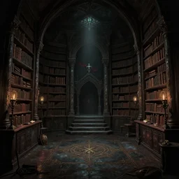 dark sinister vampire lair interior by Paul Delvaux, library, adventure game, inspired by Diablo concept art