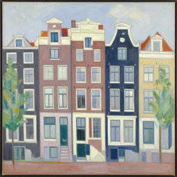 abstract landscape painting of amsterdam row houses, sharp, pastel colors, by david bomberg, borgeaud, marius borgeaud, sonia delaunay, albert marquet, richard diebenkorn, ilse d'hollander, etel adnan
