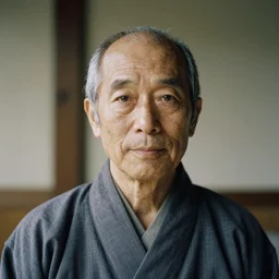 photo still of real life master roshi, portrait, closeup, ektachrome, f / 2 2