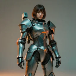 portrait of a mecha cyborg knight astronaut girl, by sylvian boussiron, teal orange, muted colors, studio light, cinematic light