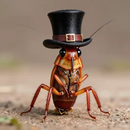 funny looking cockroach wearing a tophat