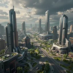 futuristic cyberpunk town. By Konstantin Razumov, highly detailed