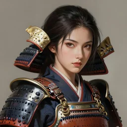 A realistic anime portrait of a beautiful samurai woman with a human face wearing samurai armor, digital painting, by Stanley Artgerm Lau, WLOP, and Rossdraws, digtial painting, trending on ArtStation, deviantart