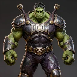 doom eternal, hulk as doom slayer, armor painted by stanley lau, painted by greg rutkowski, painted by stanley, artgerm, masterpiece, digital art, trending on arts
