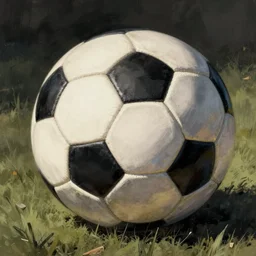 detailed illustration of a football ball by alena aenami and annato finnstark