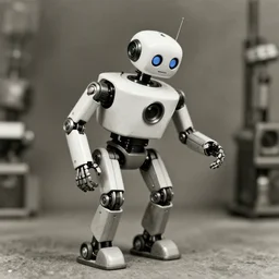 old photo, the first robot coming to life