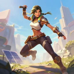 solarpunk kaley cuoco as an apex legends character digital illustration portrait design by, mark brooks and brad kunkle detailed, gorgeous lighting, wide angle action dynamic portrait