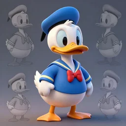 award - winning detailed concept art of a cute iconic anthropomorphic duck character wearing a sailor suit. art by wlop, realistic. detailed feathers, art by cheng yi. artstationhd, artgerm, 3 dcg, pixar zootopia. 3 d rendering, high quality model sheet, donald. model sheet detailed