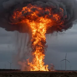 the end of the world, fire tornado, wind farm