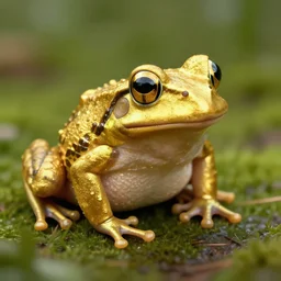 a golden frog, trending on artstation, hdr, instagram photo