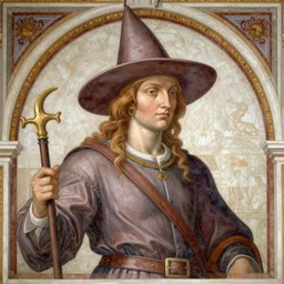 wild west witch, high art, michelangelo, very detailed, fresco, renaissance, high quality, artstation