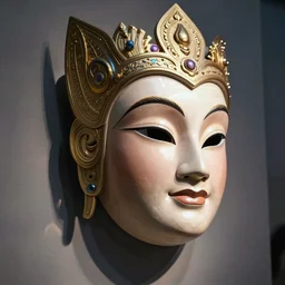 a beautiful cyborg made of disney ceremonial maske