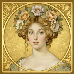 a highly detailed floral hair portrait renaissance girl, by james jean, golden ratio, artnouveau