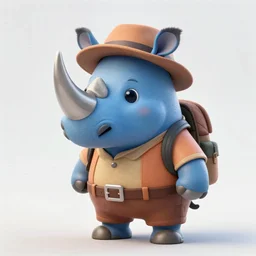 An adorable anthropomorphic blue rhino wearing adventurer's clothing, highly detailed, digital painting, artstation, concept art, smooth, sharp focus, studio light, by Justin Gerard and peter mohrbacher,