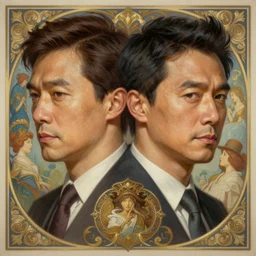 symmetry portrait of ken jeong, intricate, elegant, highly detailed, digital painting, artstation, concept art, smooth, sharp focus, illustration, art by artgerm and greg rutkowski and alphonse mucha