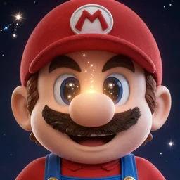 super mario's face as a star constellation, art station