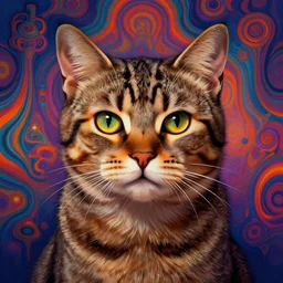 portrait of a cat in the movie fear and loathing in las vegas, extremely detailed, psychedelic, trippy, digital painting, centered, vertical symmetry, trending, artstation artwork by leonardo da vinci