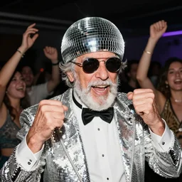 Old man still partying like he is in his 20s. Disco
