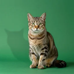 a cat with a perfect chroma green background