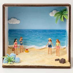 girls on the beach diorama