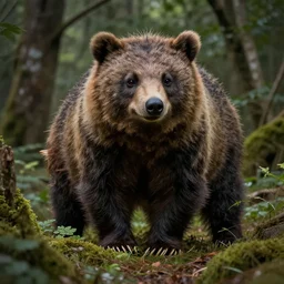beautiful ultradetailed photograph of an owlbear in a forest featured in national geographic, dungeons and dragons, in the style of Asher Brown Durand, thomas cole