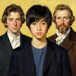 portrait of a japanese teen, by jack kirby, italo calvino and ivan aivazovsky