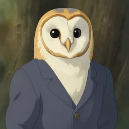 barn owl with a suit by Studio Ghibli