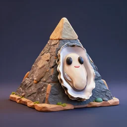 pyramid shaped oyster character, video game, octane render, unreal engine