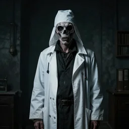 Plague doctor in a dark room, Photorealistic, Portrait, Creepy