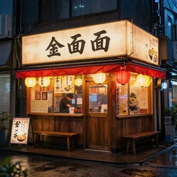 ramen shop at night, tokyo, rain, hyper realistic, photorealistic, hd, 8 k, unreal engine, detailed, vibrant