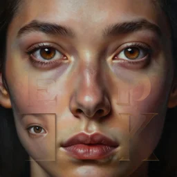 hyperrealistic mixed media painting of alphabet, inspired by thomas eakes and xiang duan, perfect facial symmetry, dim volumetric lighting, 8 k octane beautifully detailed render, post - processing, portrait, extremely hyper - detailed, intricate, epic composition, brown eyes, highly detailed eyes, realistic eyes, cinematic lighting, masterpiece, trending on artstation, very very detailed, masterpiece, stunning,