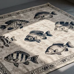 different exotic fish. intricate textile carpet by olexandr archipenko