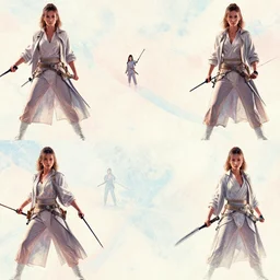 breathtaking detailed pattern pastel colors, cinematic action scene from kill bill, with uma thurman in yellow kimono, swinging katana sword, traditional japanese art, exquisite detail, enhanced eye detail