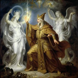 ornate wizard man, casting light magic, summoning a noble deity. highly detailed painting by gaston bussiere, craig mullins, j. c. leyendecker 8 k