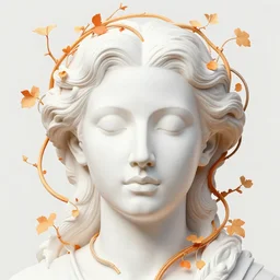 human portrait in vines and wires, face, ethereal, elements, golden ratio, baroque, rococo, white + orange + ink + tarot card with ornate by marc simonetti, peter mohrbacher, detailed, intricate illustration, octane render, fractal bacground