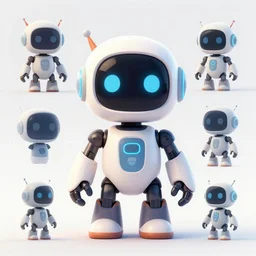 concept art for an cute little ai robot from an upcoming indie video game