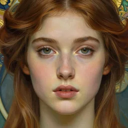 beautiful young woman detailed realistic face portrait by krenz cushart and jean delville, art nouveau, symbolist, visionary, pre - raphaelite