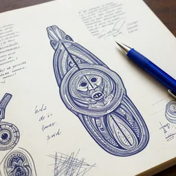 a old  paper with aboriginal some disperce ultra detailed writing and doodles, blue ballpoint pen, annotations and scratches, 1200 dpi, 8k