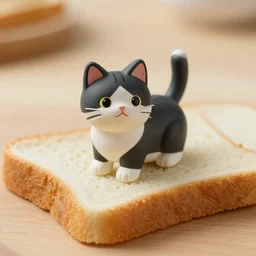little cat statue on bread