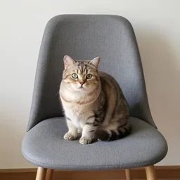 a gray chair with a cat on it