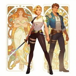 greg rutkowski and alphonse mucha scarlett johansson overwatch pin up character, full body, trending on artstation