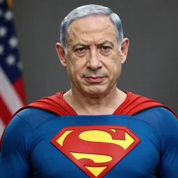 superman with the face of benjamin netanyahu