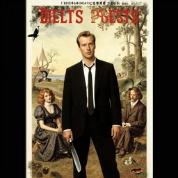 pulp fiction movie poster by hieronymus bosch, delights,