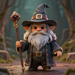 Gandalf as a troll doll with a wizard's hat staff, beautiful lighting, high quality digital art, trending on artstation
