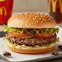 mcdonalds sandwitch but it is infested by vermin and insects